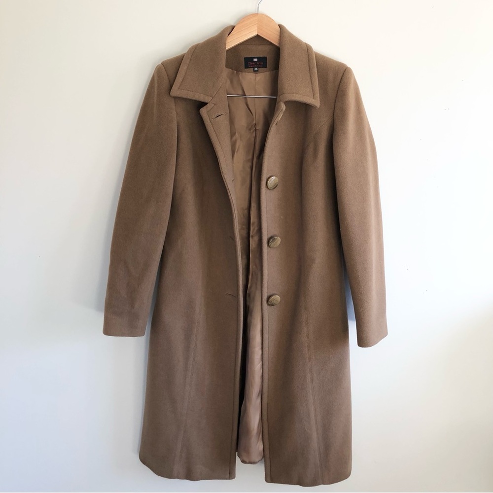 Vintage wool trench coat neutral brown